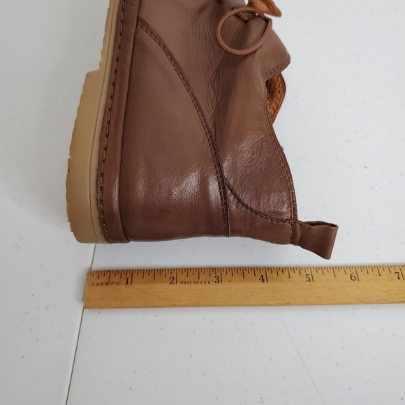 Lemon n’ Lime Leather Ankle Boot Size 41 Brown Lace-up Scrunch Comfort Bootie - Picture 14 of 16